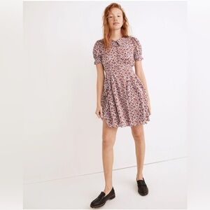 NWT Madewell Collared Puff-Sleeve Mini Dress in Piccola Floral, Size 6